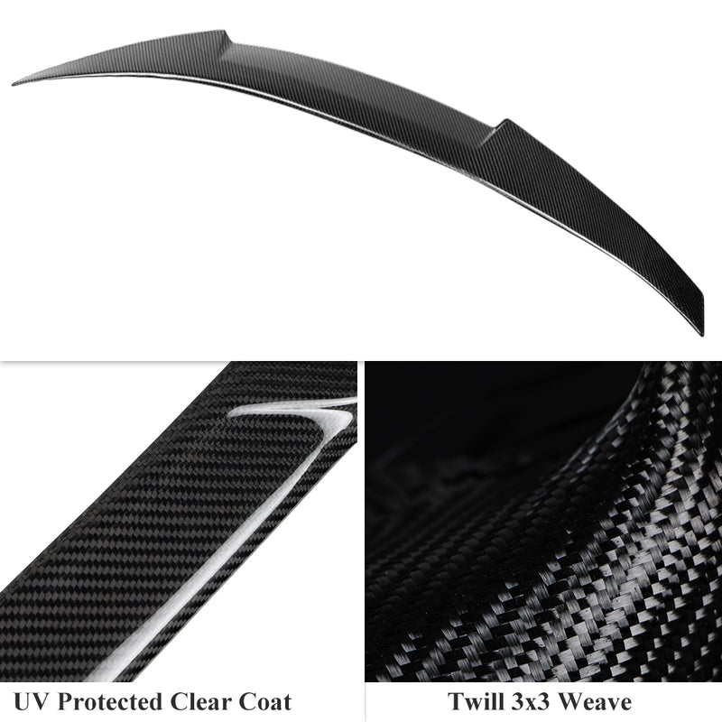 AeroBon Real Carbon Fiber Trunk Spoiler Compatible with 2018-2023 Kia Stinger Spoiler (MV Style)