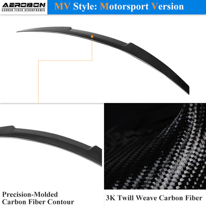 AeroBon Real Carbon Fiber Trunk Spoiler Compatible with 2015-2020 BMW F82 M4 Coupe Spoiler (MV Style)