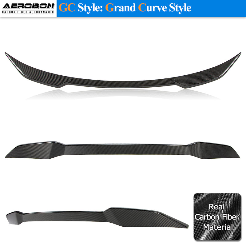 AeroBon Real Carbon Fiber Trunk Spoiler Compatible with 2020-2024 Tesla Model Y Spoiler (GC Style) Grand Curve