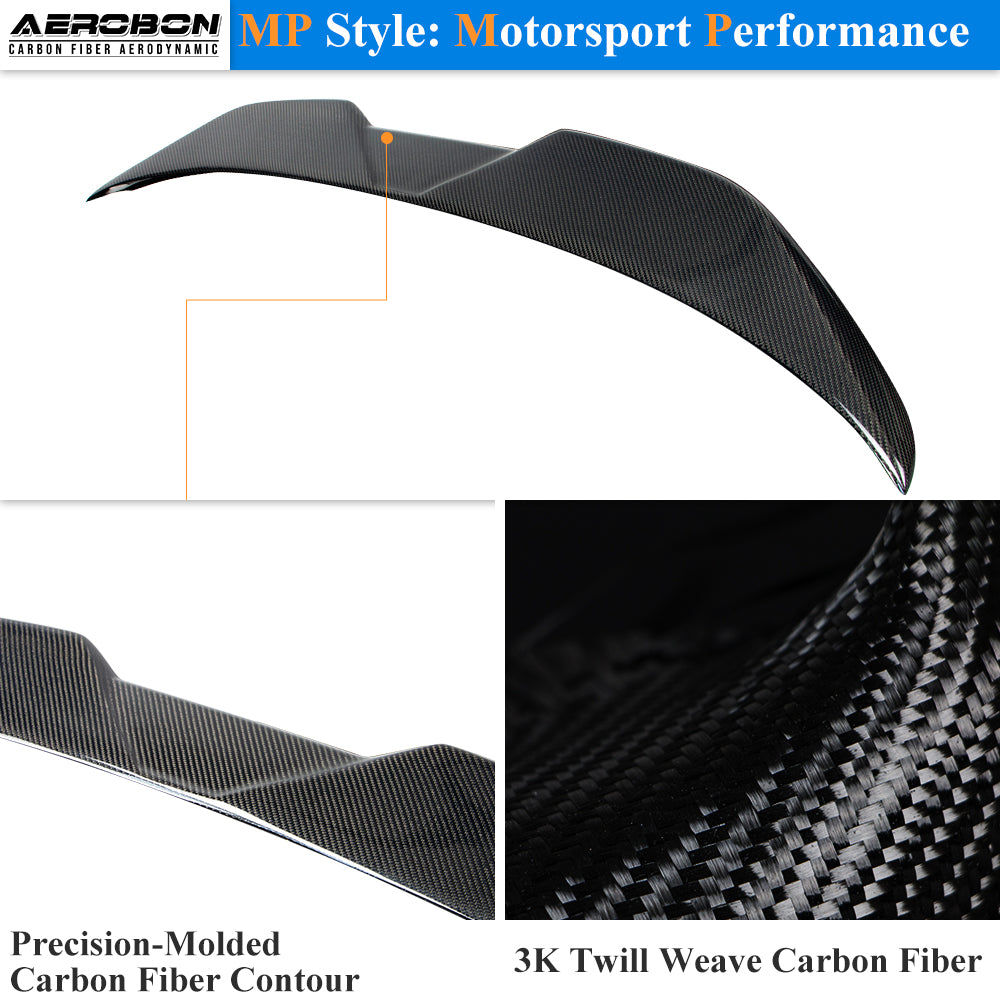 AeroBon Real Carbon Fiber Trunk Spoiler Compatible with 2019-2026 BMW 3 Series G20 Sedan M3 G80 Rear Spoiler (MP Style) Motorsport Performance