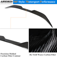 AeroBon Real Carbon Fiber Trunk Spoiler Compatible with 2014-2024 Infiniti Q50 Q50S Spoiler (MP Style 2024 Design)