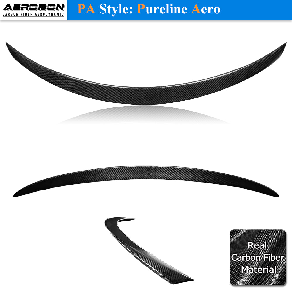 AeroBon Real Carbon Fiber Trunk Spoiler Compatible with 2014-2024 Infiniti Q50 Q50S Rear Spoiler (PA Style) Pureline Aero