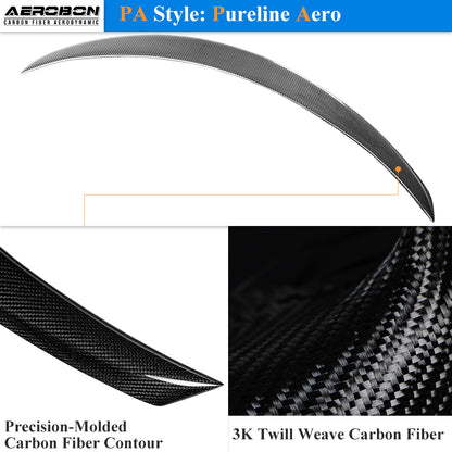 AeroBon Real Carbon Fiber Trunk Spoiler Compatible with 2014-2024 Infiniti Q50 Q50S Rear Spoiler (PA Style) Pureline Aero
