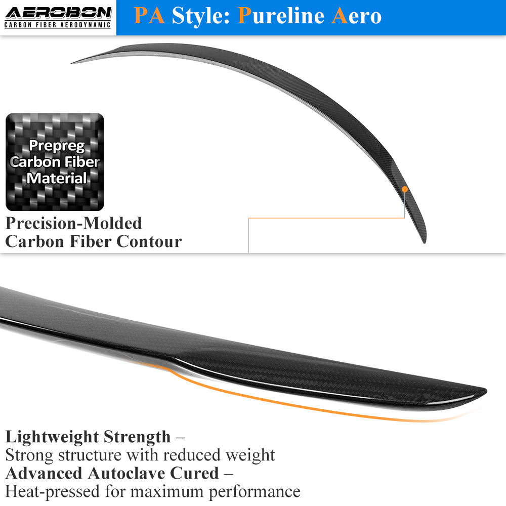 AeroBon Prepreg Dry Carbon Fiber Trunk Spoiler Compatible with 2025 2026 Tesla Model Y Juniper Rear Spoiler (Performance Style)