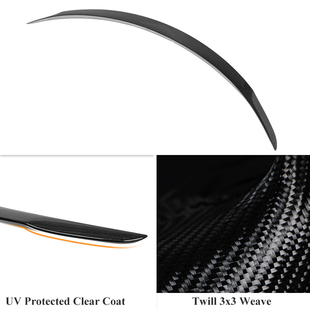 AeroBon Prepreg Dry Carbon Fiber Trunk Spoiler Compatible with 2024 2025 Tesla Model 3 Highland Spoiler (Performance Style) High Gloss