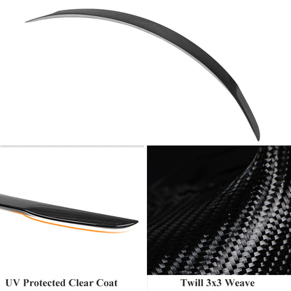 AeroBon Prepreg Dry Carbon Fiber Trunk Spoiler Compatible with 2024 2025 Tesla Model 3 Highland Spoiler (Performance Style) High Gloss