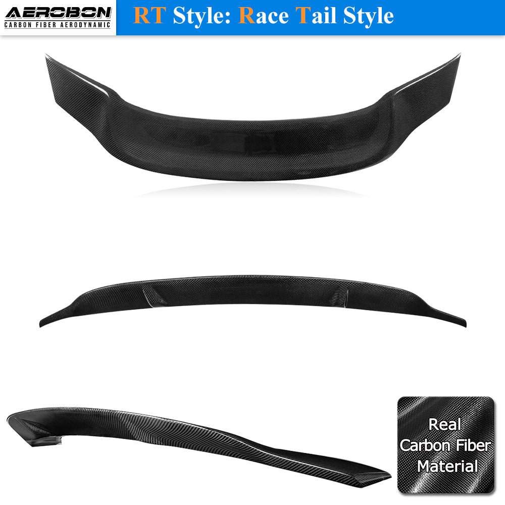 AeroBon Real Carbon Fiber Trunk Spoiler Compatible with 2015-2021 Mercedes C Class W205 Sedan Rear Spoiler (R Style) Race Tail