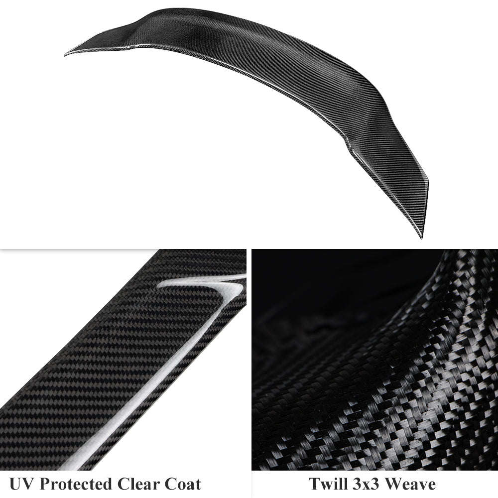 AeroBon Real Carbon Fiber Trunk Spoiler Compatible with 2017-2023 Mercedes E Class W213 Sedan Spoiler (R Style)