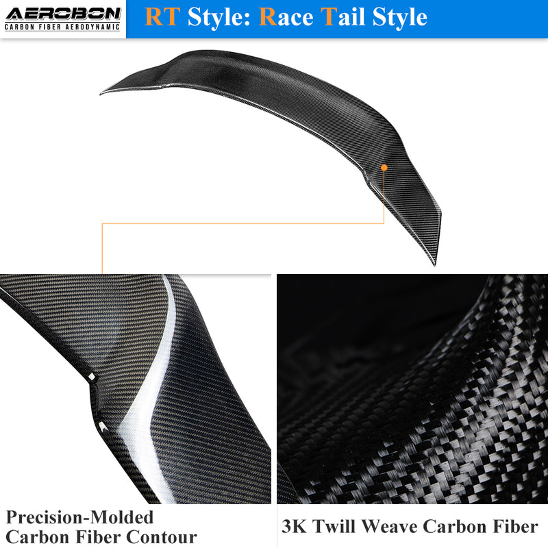 AeroBon Real Carbon Fiber Trunk Spoiler Compatible with 2015-2021 Mercedes C Class W205 Sedan Rear Spoiler (R Style) Race Tail