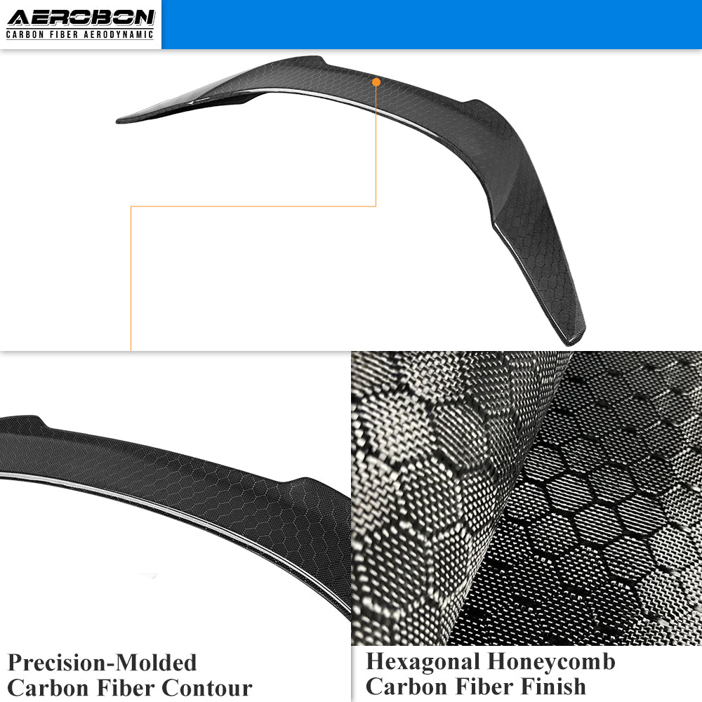 AeroBon Real Carbon Fiber Honeycomb Weave Trunk Spoiler Compatible with 2020-2026 Toyota GR Supra A90 A91 Rear Spoiler (V Style) Vortex