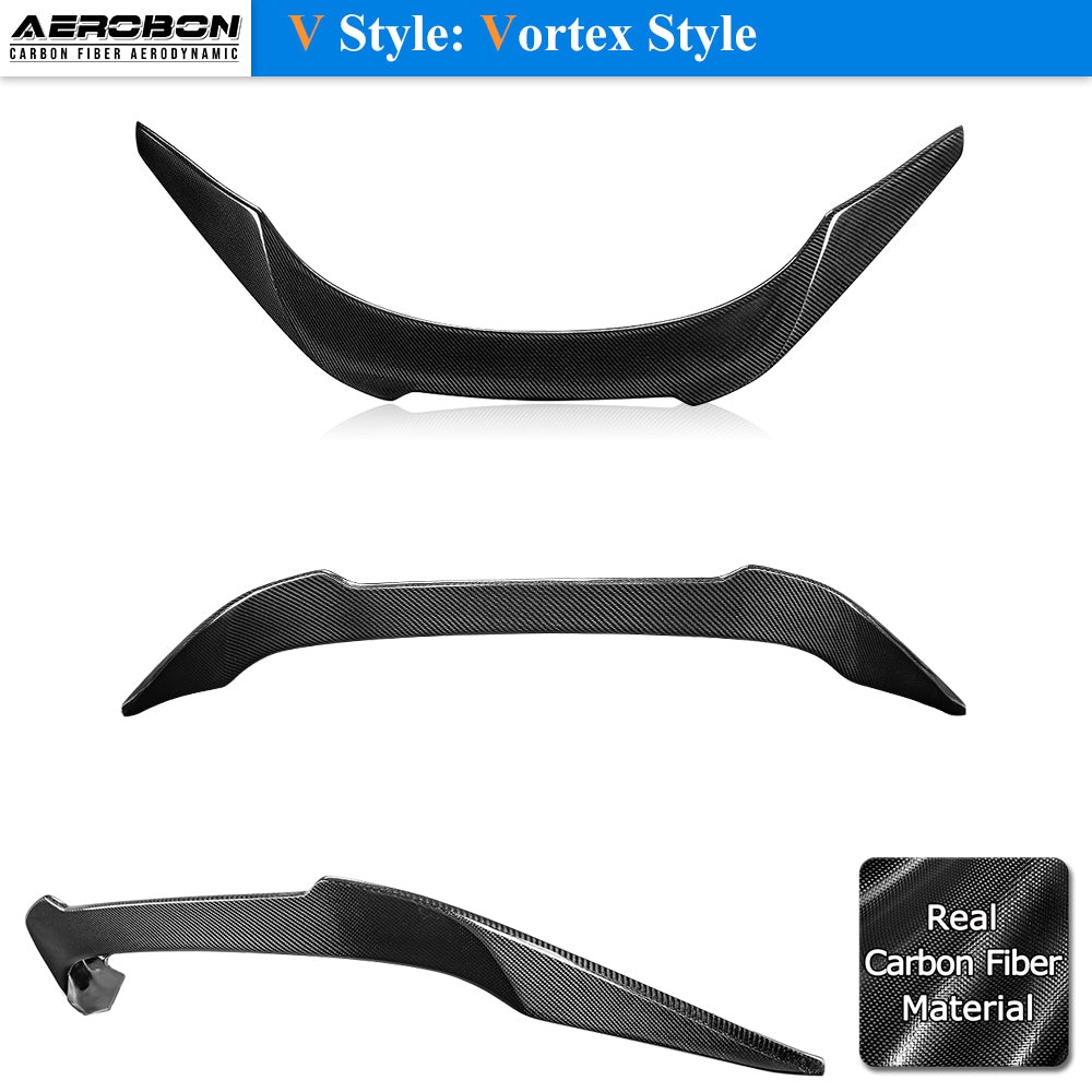 AeroBon Real Carbon Fiber Trunk Spoiler Compatible with 2020-2026 Toyota GR Supra A90 A91 Rear Spoiler (V Style) Vortex