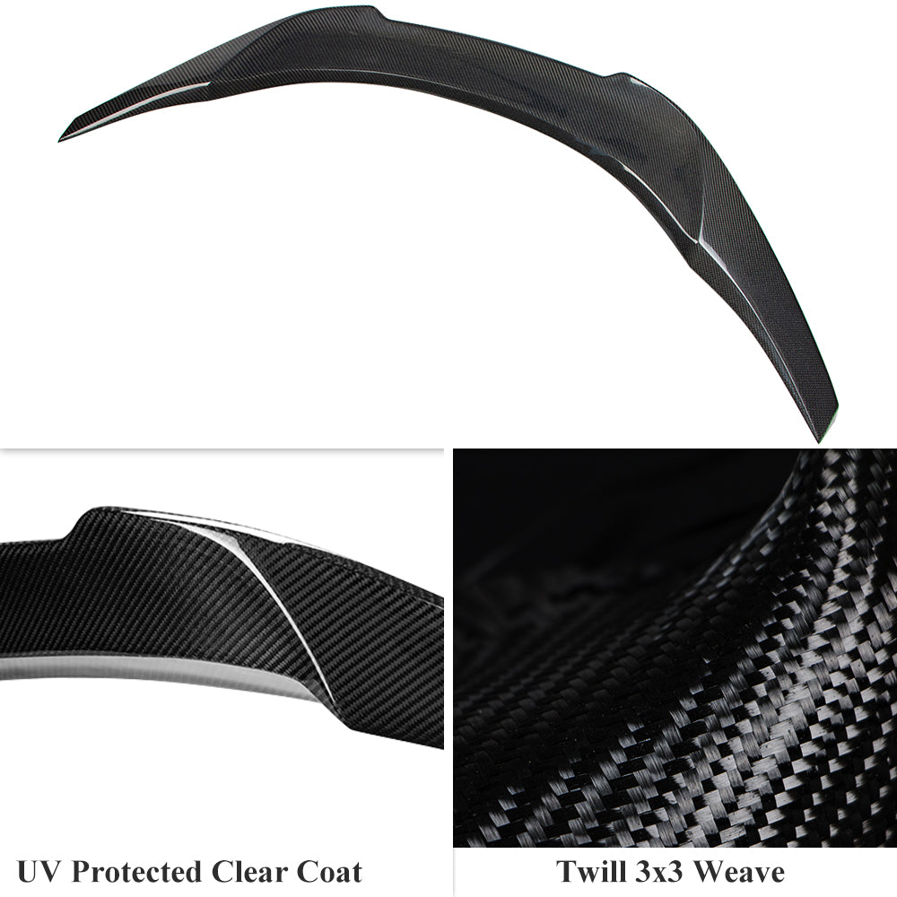 AeroBon Real Carbon Fiber Trunk Spoiler Compatible with 2022-2024 Toyota GR86, Subaru BRZ Spoiler (V Style)