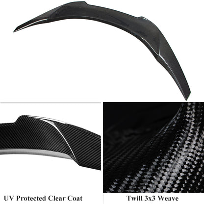 AeroBon Real Carbon Fiber Trunk Spoiler Compatible with 2022-2024 Toyota GR86, Subaru BRZ Spoiler (V Style)