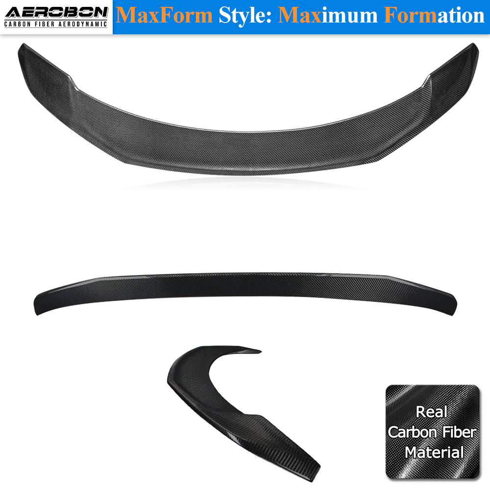 AeroBon Real Carbon Fiber Trunk Spoiler Compatible with 2024-2026 Tesla Model 3 Highland Rear Spoiler (MaxForm Style) Maximum Formation