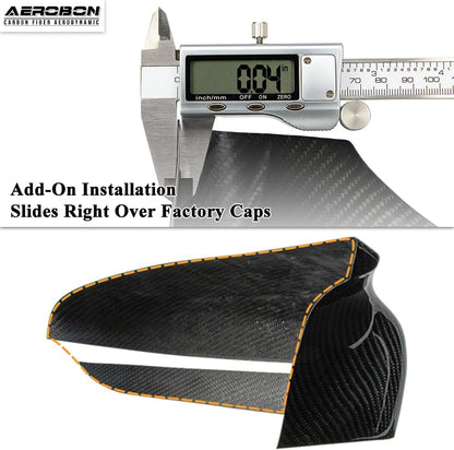 AeroBon Dry Carbon Fiber Mirror Cap Overlays Compatible with 2018-2023 BMW M5 F90 Mirror Caps, 2020-2026 M8 F91 F92 F93 Mirror Caps, Add-On Style