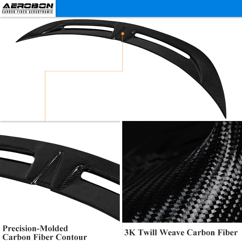 AeroBon Real Carbon Fiber Trunk Spoiler Compatible with 2017-2023 Tesla Model 3 Rear Spoiler (Turbo Style)
