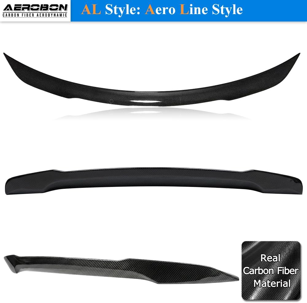 AeroBon Real Carbon Fiber Trunk Spoiler Compatible with 2022-2026 Mercedes C Class W206 Sedan C200 C300 C43 Rear Spoiler (AL Style) Aero Line
