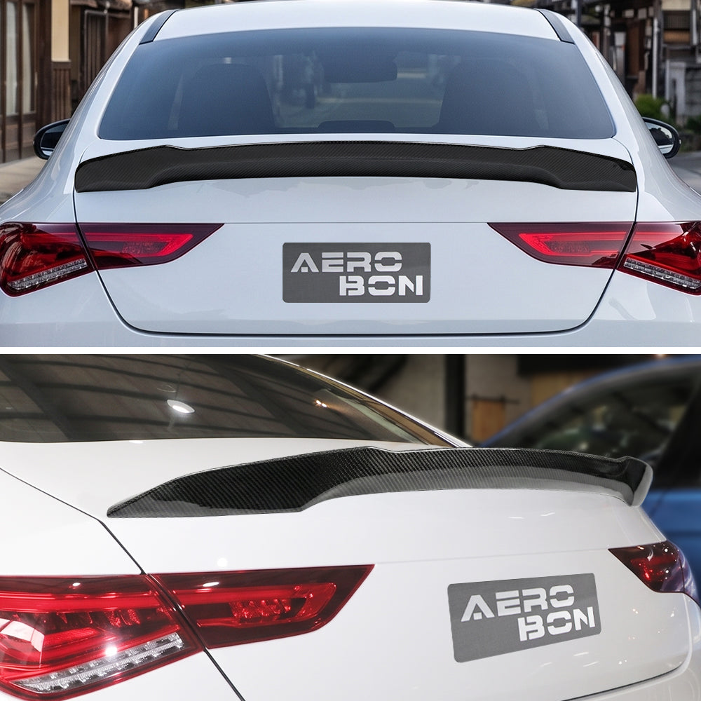 AeroBon Real Carbon Fiber Trunk Spoiler Compatible with 2020-2026 Mercedes CLA Class C118 Sedan Rear Spoiler AM style (Aero Motion)