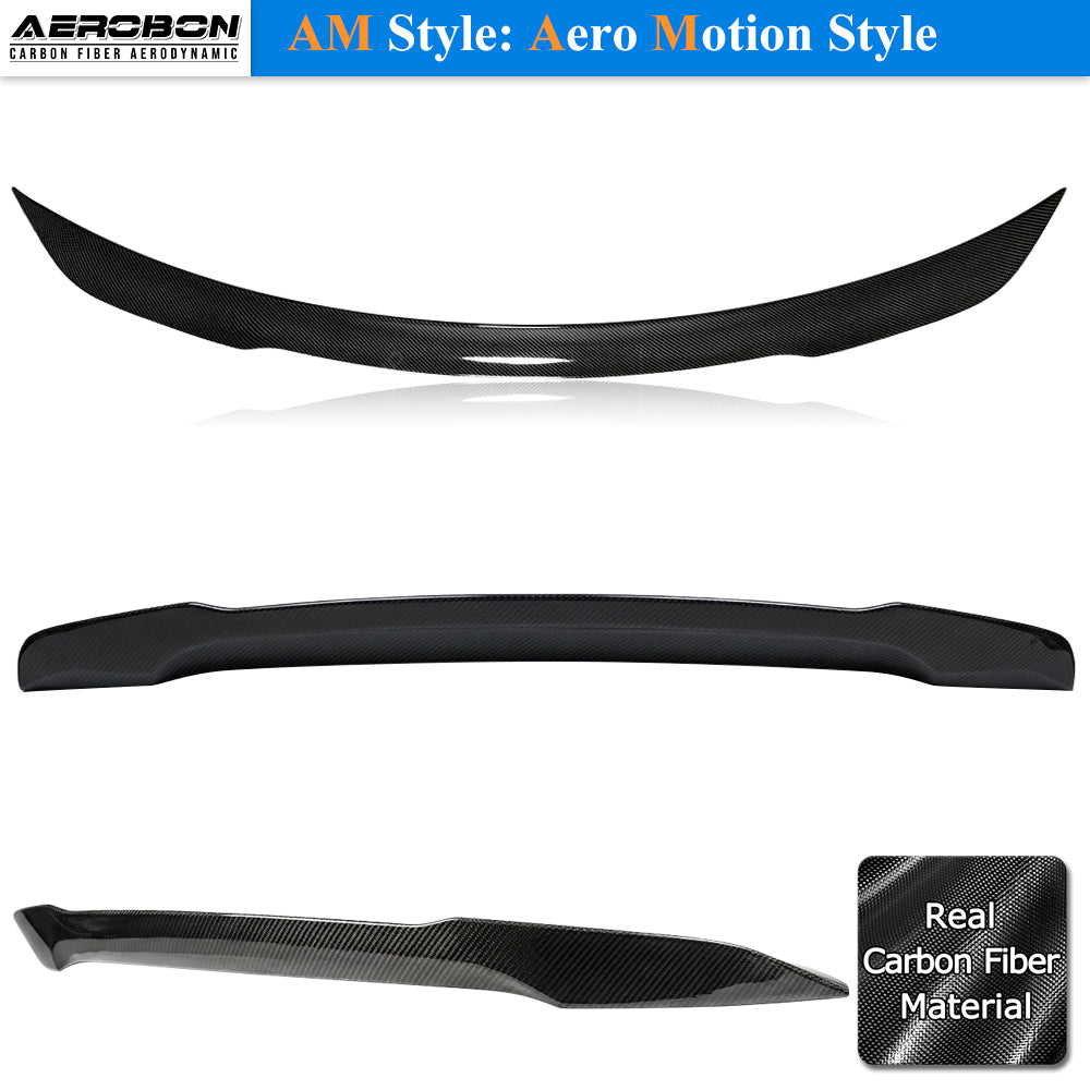 AeroBon Real Carbon Fiber Trunk Spoiler Compatible with 2020-2026 Mercedes CLA Class C118 Sedan Rear Spoiler AM style (Aero Motion)