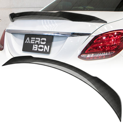 AeroBon Real Carbon Fiber Trunk Spoiler Compatible with 2015-2021 Mercedes C Class W205 Sedan Rear Spoiler (AM Style) Aero Motion