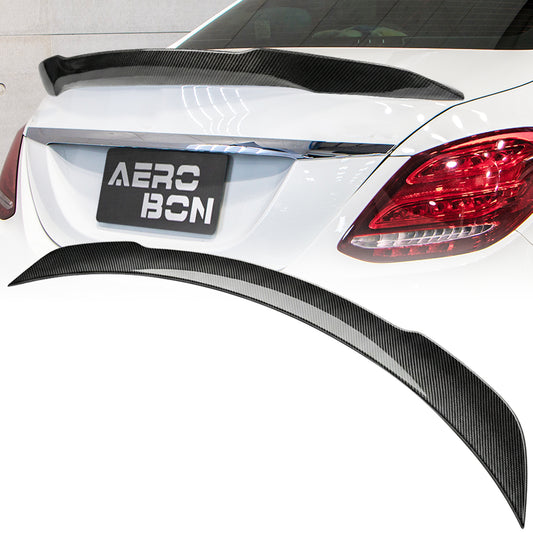 AeroBon Real Carbon Fiber Trunk Spoiler Compatible with 2015-2021 Mercedes C Class W205 Sedan Rear Spoiler (AM Style) Aero Motion