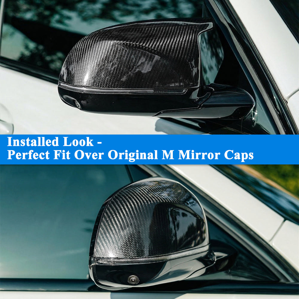 AeroBon Real Carbon Fiber Side Mirror Covers Compatible with BMW X3M F97, X4M F98, X5M F95, X6M F96 Mirror Caps (Replacement Style)