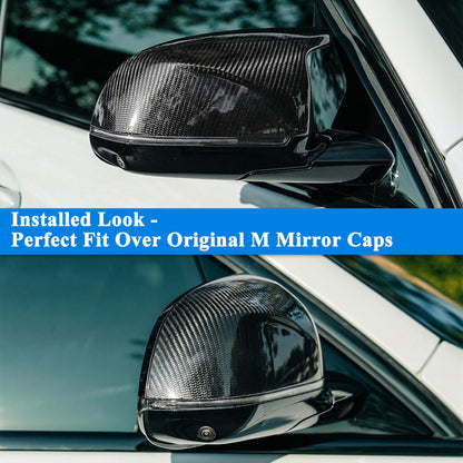 AeroBon Real Carbon Fiber Side Mirror Covers Compatible with BMW X3M F97, X4M F98, X5M F95, X6M F96 Mirror Caps (Replacement Style)