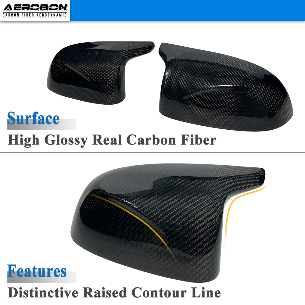 AeroBon Real Carbon Fiber Side Mirror Covers Compatible with BMW X3M F97, X4M F98, X5M F95, X6M F96 Mirror Caps (Replacement Style)