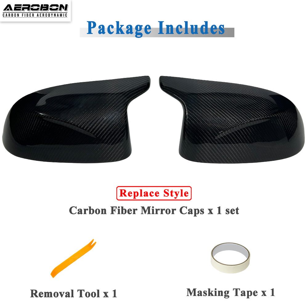 AeroBon Real Carbon Fiber Side Mirror Covers Compatible with BMW X3M F97, X4M F98, X5M F95, X6M F96 Mirror Caps (Replacement Style)