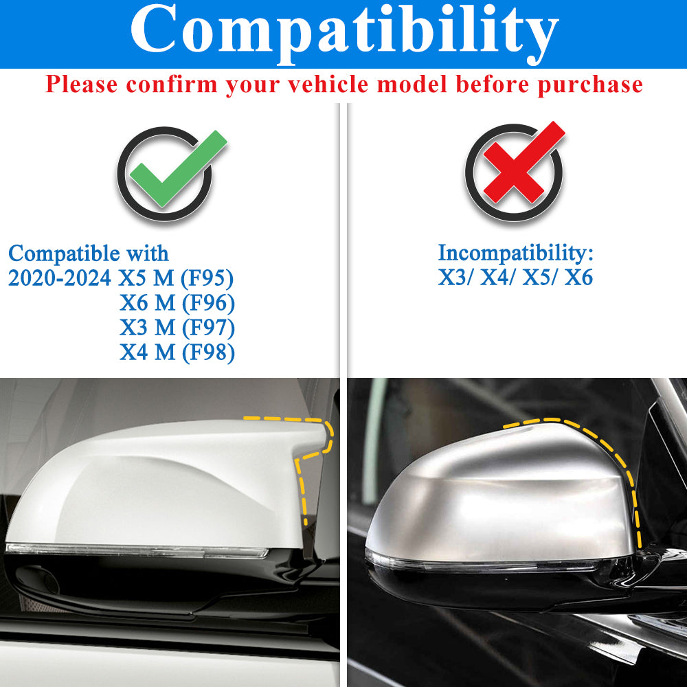 AeroBon Real Carbon Fiber Side Mirror Covers Compatible with BMW X3M F97, X4M F98, X5M F95, X6M F96 Mirror Caps (Replacement Style)