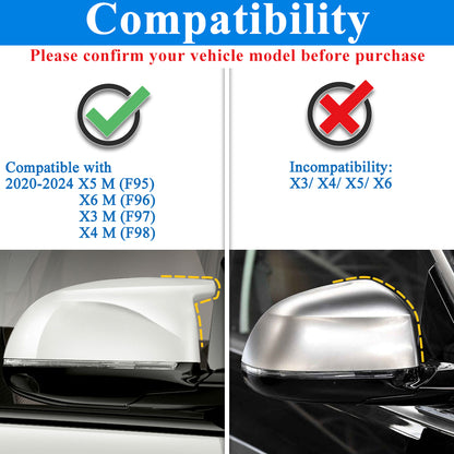 AeroBon Real Carbon Fiber Side Mirror Covers Compatible with BMW X3M F97, X4M F98, X5M F95, X6M F96 Mirror Caps (Replacement Style)