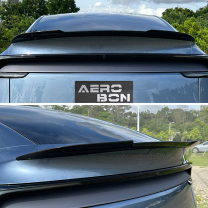 AeroBon Real Carbon Fiber Trunk Spoiler Compatible with 2025 2026 Tesla Model Y Juniper Rear Spoiler (SB Style) Stealth Blade