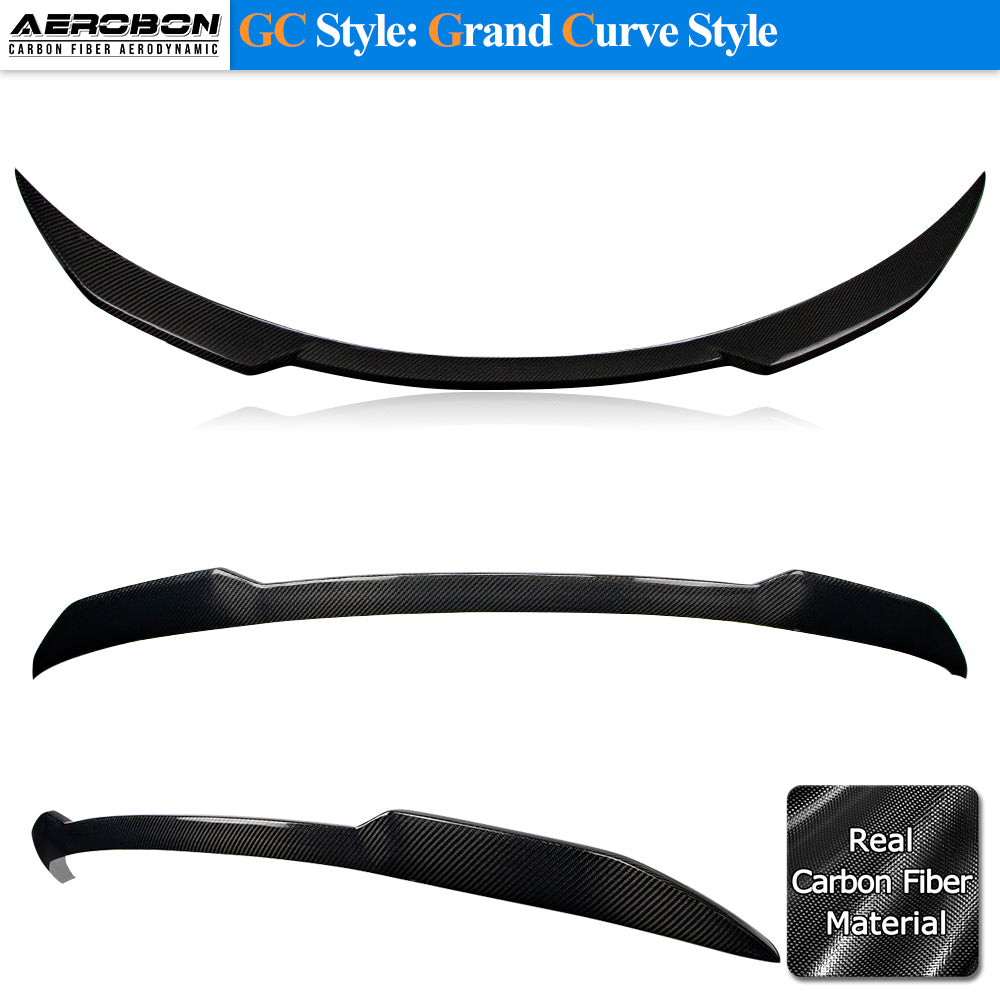 AeroBon Real Carbon Fiber Trunk Spoiler Compatible with 2025 2026 Tesla Model Y Juniper Rear Spoiler (SB Style) Stealth Blade