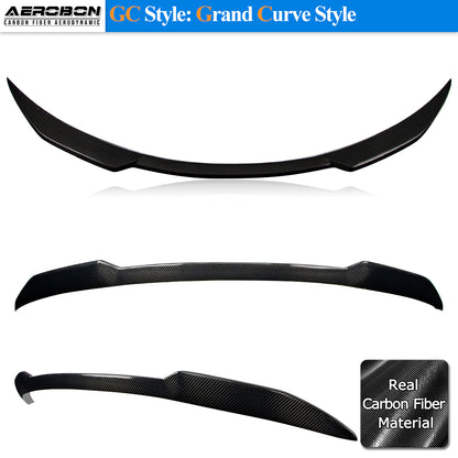 AeroBon Real Carbon Fiber Trunk Spoiler Compatible with 2025 2026 Tesla Model Y Juniper Rear Spoiler (SB Style) Stealth Blade