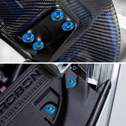 AeroBon GR5 Titanium Bolt Kit M6x20mm (16mm Head OD) for Engine Bay Exterior Trim Body Panels Dress-Up Hardware, M6x1.0, 8 Bolts (Burnt Blue)