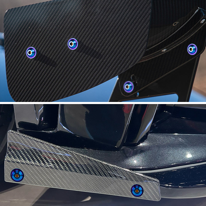 AeroBon Titanium Bolt Kit M6 x 20mm GR5 Button Head 18mm Head for Engine Bay Exterior Body Panels and Motorcycle Dress Up (Burnt Blue)