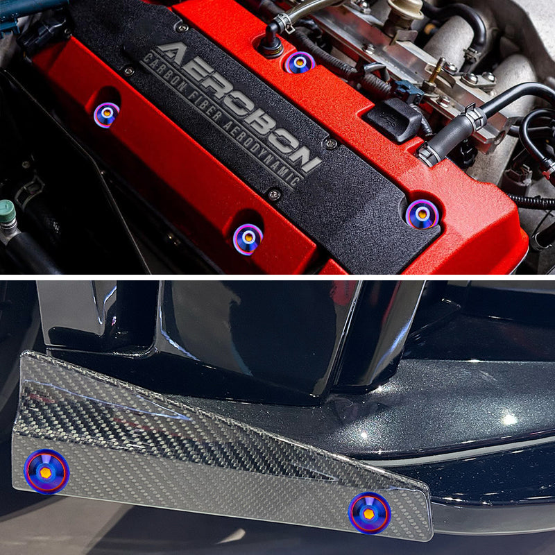 AeroBon Titanium Alloy Bolt Kit M8 x 25mm GR5 Button Head 24mm for Engine Bay Body Panels and Exterior Mounting Dress Up (Burnt Blue)