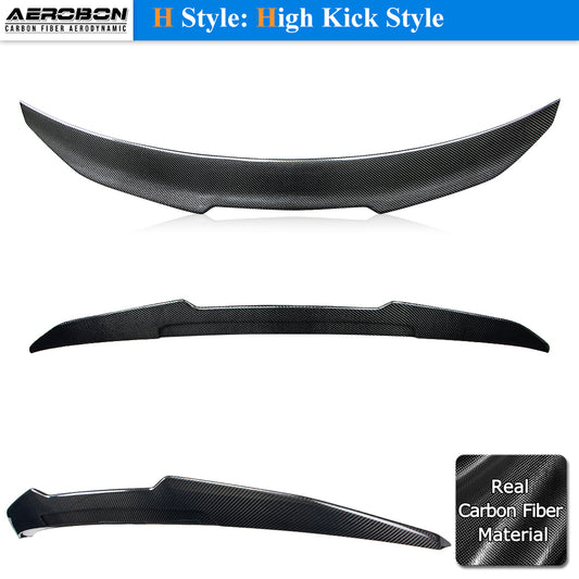 AeroBon Real Carbon Fiber Trunk Spoiler Compatible with 2022-2026 Audi A3 S3 RS3 Spoiler 8Y Sedan Rear Spoiler (H Style) High Kick
