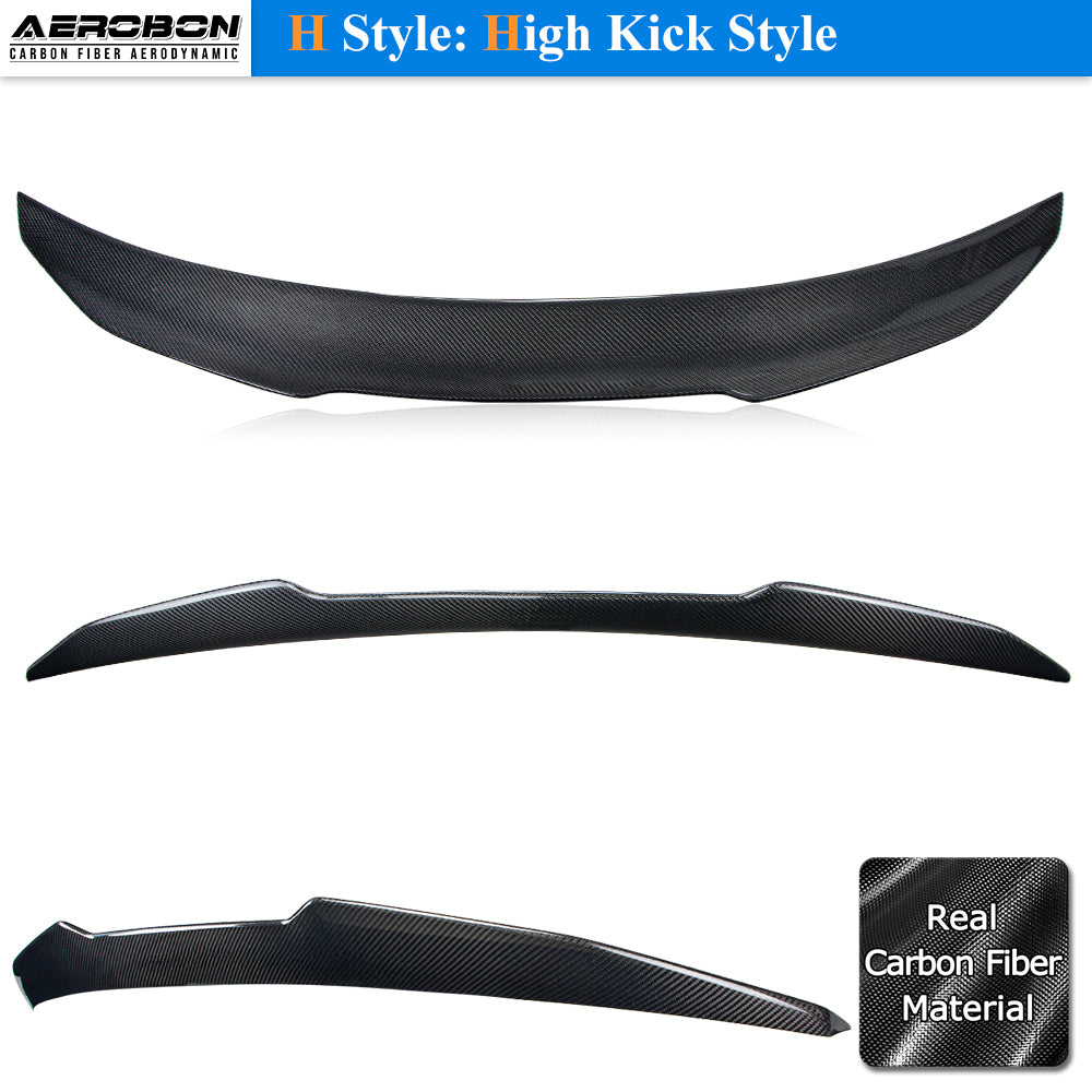 AeroBon Real Carbon Fiber Trunk Spoiler Compatible with 2007-2014 Infiniti G35, G37, G25, Q40 4-Door Sedan (H Style)