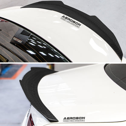 AeroBon Real Carbon Fiber Honeycomb Weave Trunk Spoiler Compatible with 2017-2023 Infiniti Q60 Q60S Coupe Spoiler (H Style) High Kick