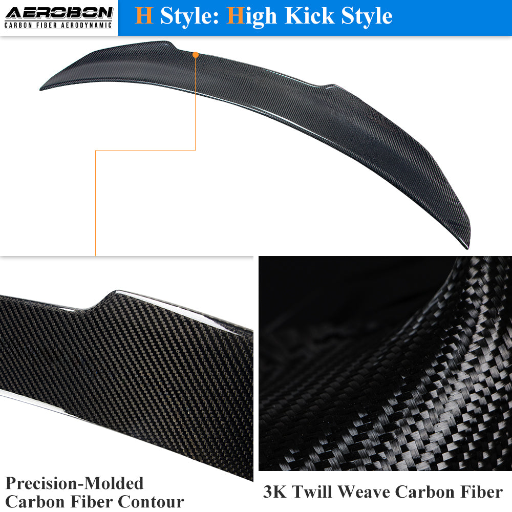 AeroBon Real Carbon Fiber Trunk Spoiler Compatible with 2007-2014 Infiniti G35, G37, G25, Q40 4-Door Sedan (H Style)
