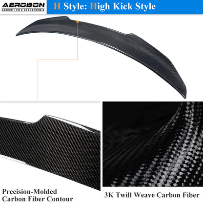 AeroBon Real Carbon Fiber Trunk Spoiler Compatible with 2007-2014 Infiniti G35, G37, G25, Q40 4-Door Sedan (H Style)