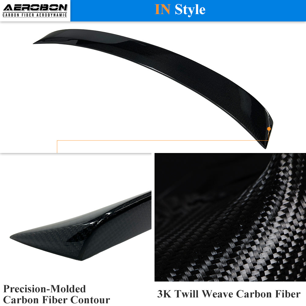 AeroBon Real Carbon Fiber Trunk Spoiler Compatible with 2022-2026 Honda Civic 11th Gen Hatchback and Type R Spoiler (MU Style)