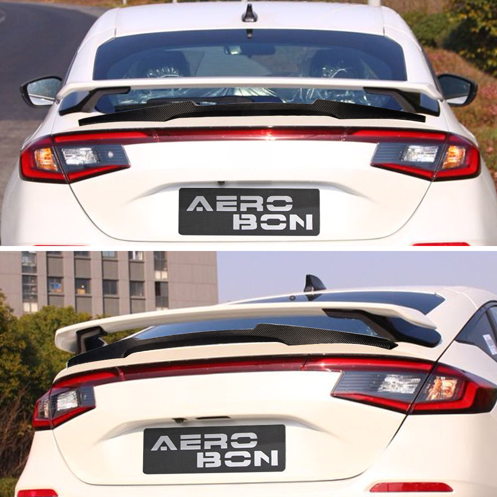 AeroBon Real Carbon Fiber Trunk Spoiler Compatible with 2022-2026 Honda Civic 11th Gen Hatchback and Type R Spoiler (MV Style) Motorsport Version