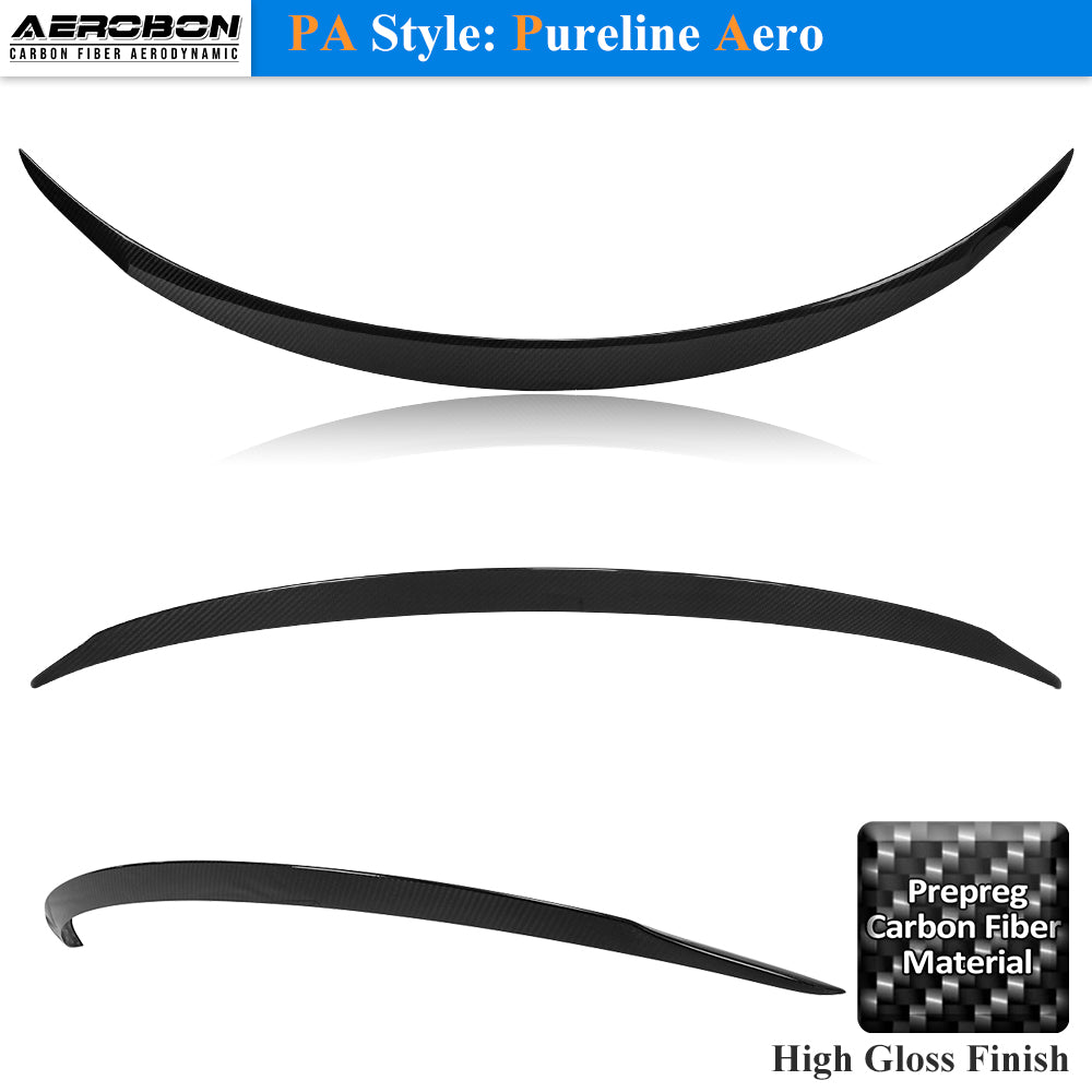 AeroBon Prepreg Dry Carbon Fiber Trunk Spoiler Compatible with 2025 2026 Tesla Model Y Juniper Rear Spoiler (Performance Style)
