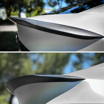 AeroBon Prepreg Dry Carbon Fiber Matte Finish Trunk Spoiler Compatible with 2025 2026 Tesla Model Y Juniper Rear Spoiler (Performance Style)