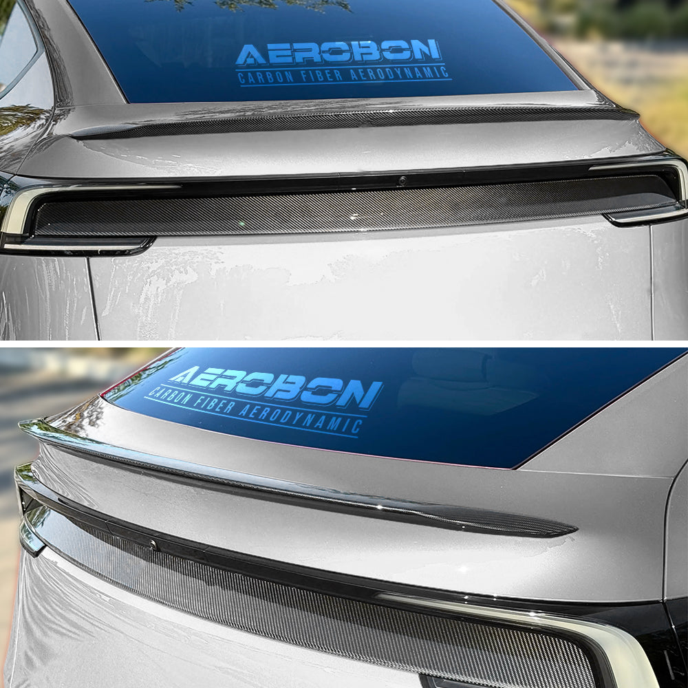 AeroBon Prepreg Dry Carbon Fiber Trunk Spoiler Compatible with 2025 2026 Tesla Model Y Juniper Rear Spoiler (Performance Style)