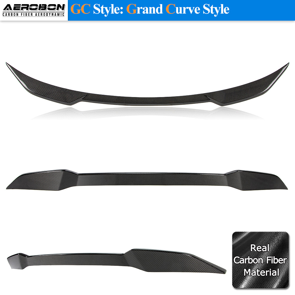 AeroBon Real Carbon Fiber Trunk Spoiler Compatible with 2012-2026 Tesla Model S Rear Spoiler (GC Style) Grand Curve
