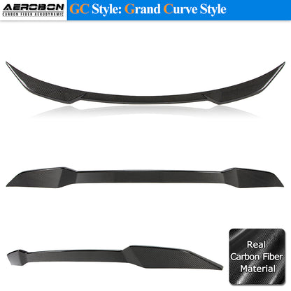 AeroBon Real Carbon Fiber Trunk Spoiler Compatible with 2012-2026 Tesla Model S Rear Spoiler (GC Style) Grand Curve