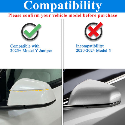 AeroBon Real Carbon Fiber Side Mirror Caps Compatible with 2025 2026 Tesla Model Y Juniper Mirror Caps (Overlay Style)